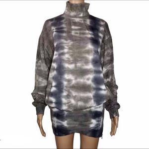 YFB Young Fabulous and Broke Tie Dye Sweater Sweatshirt Mini Dress Grey XS, M